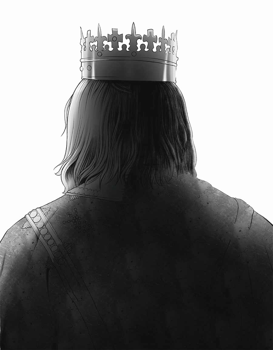 Storyboard image of the King from A Call To Arms by Julian Poulter