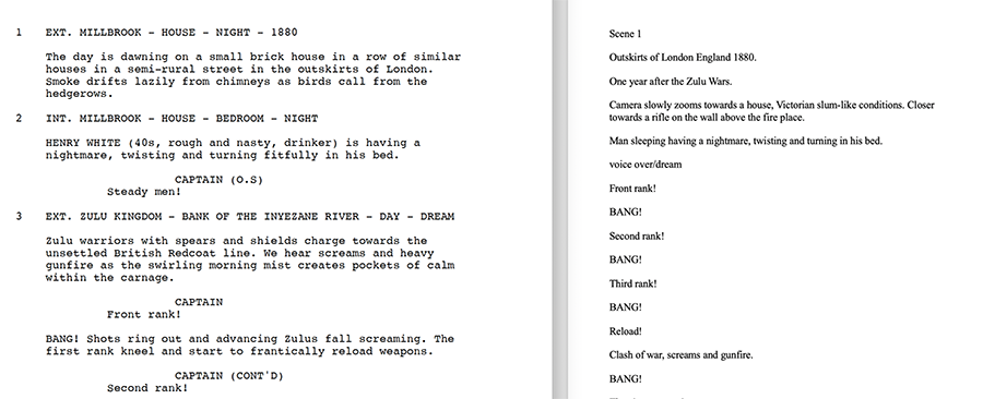 Comparison of before and after The Locksmith screenplay from manuscript