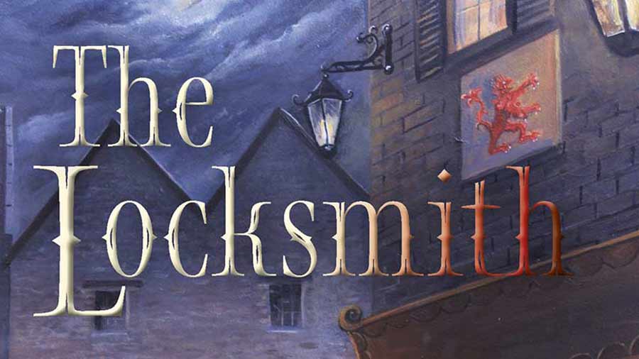 The Locksmith titles from front cover of the novel by Julian Poulter