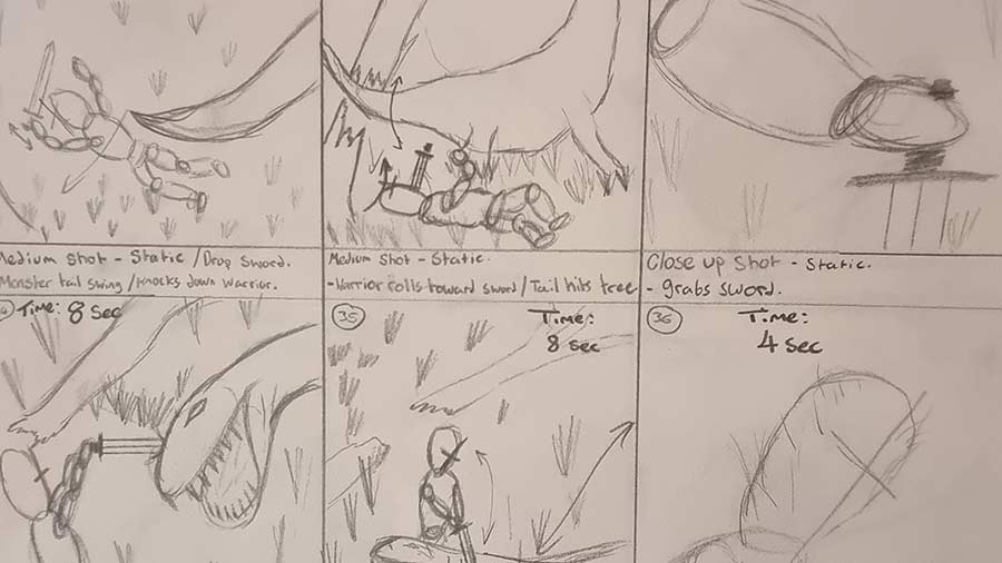 Part of the Storyboard for the Questing Beast Stop-motion live action short from Joe Brown