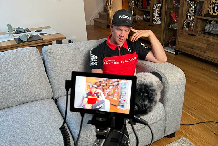 BTS of Steve Holcombe the Nine times Enduro World Champion at his home in Tiverton