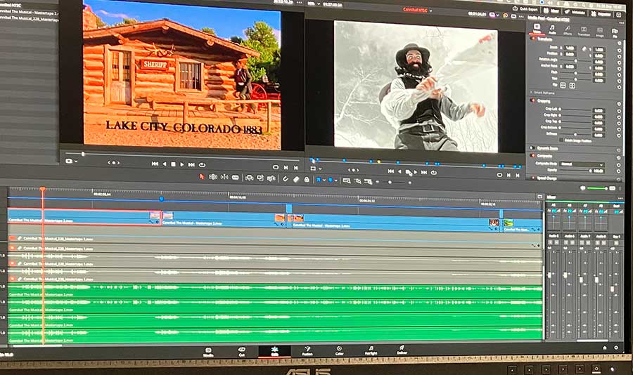 Cannibal! The Musical screenshot from Davinci Resolve as we convert from NTSC back to 24p for Blu-ray