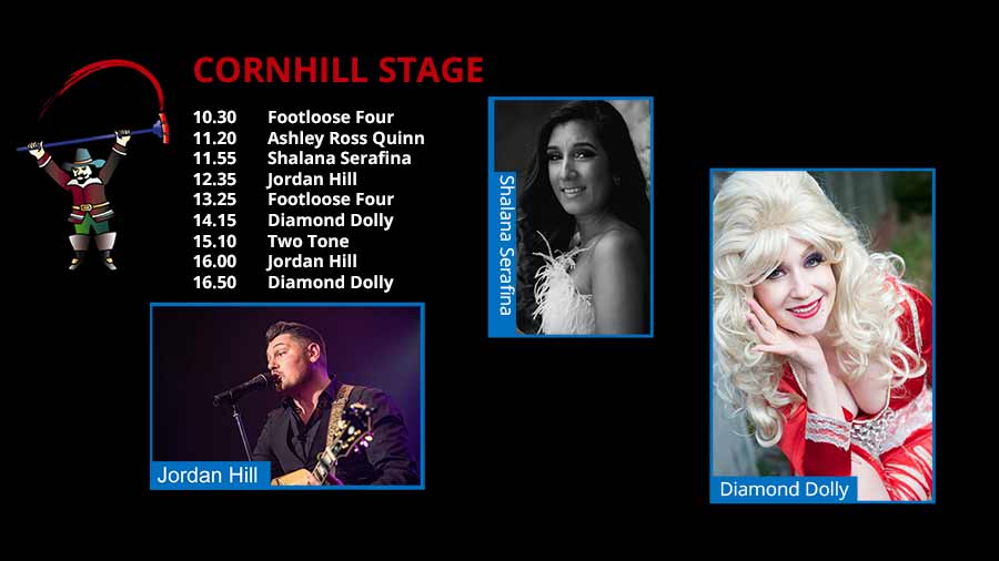 Cornhill stage performers in 2024 included Diamond Dolly, Ashley Ross Quinn and Jordan Hill