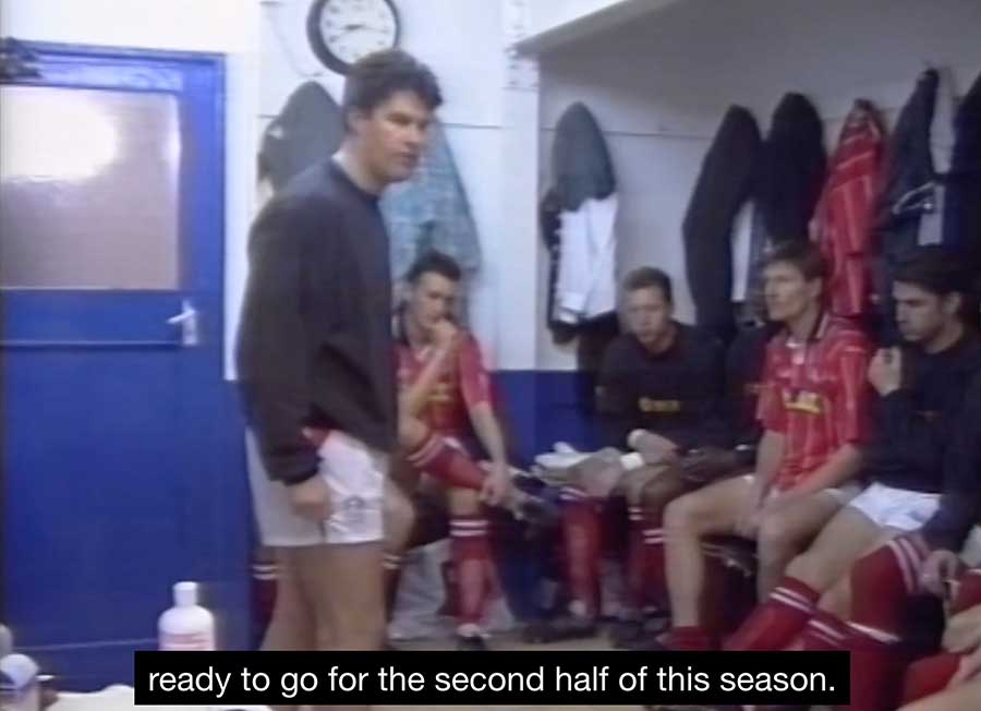 Leyton Orinet football team in the dressing room at half time