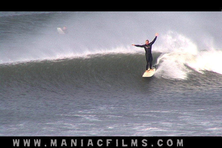 Croyde local surfer Dessy catching a great wave at Croyde Bay